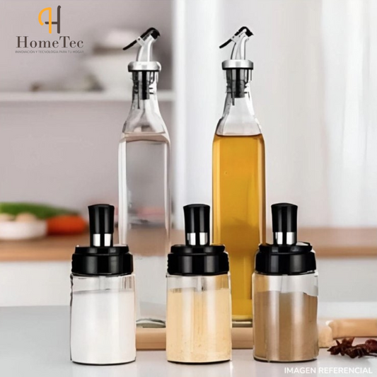 SET DISPENSADOR DE ACEITE CON CONDIMENTEROS