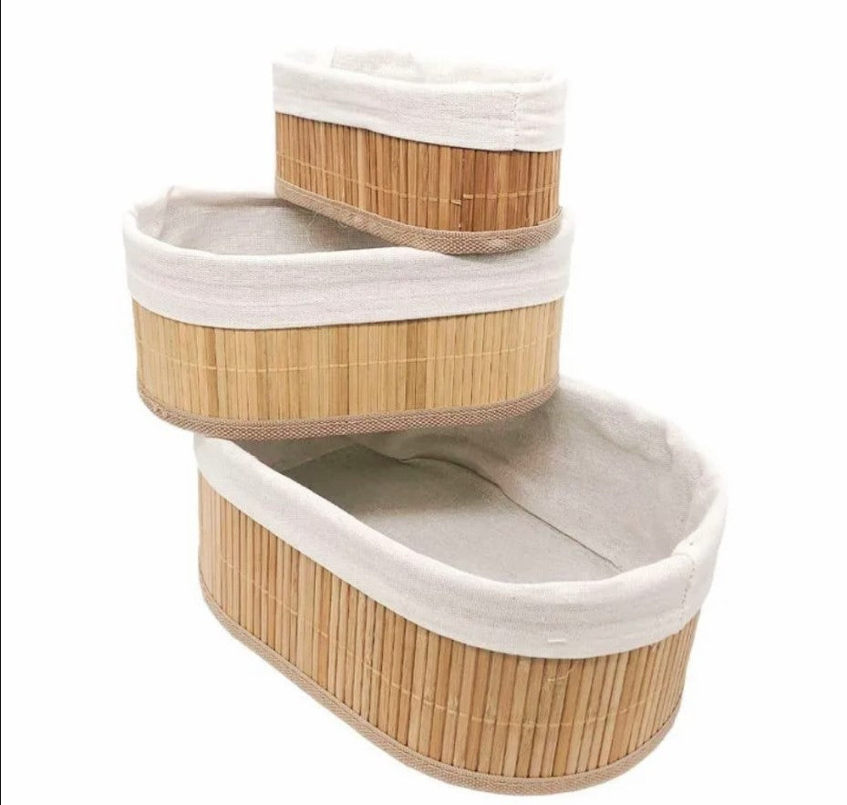 CANASTILLAS DE BAMBÚ SET X3